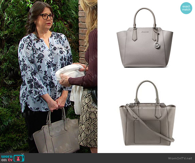 MICHAEL Michael Kors Hayes Large Leather Tote worn by Connie (Julie Dove) on Days of our Lives