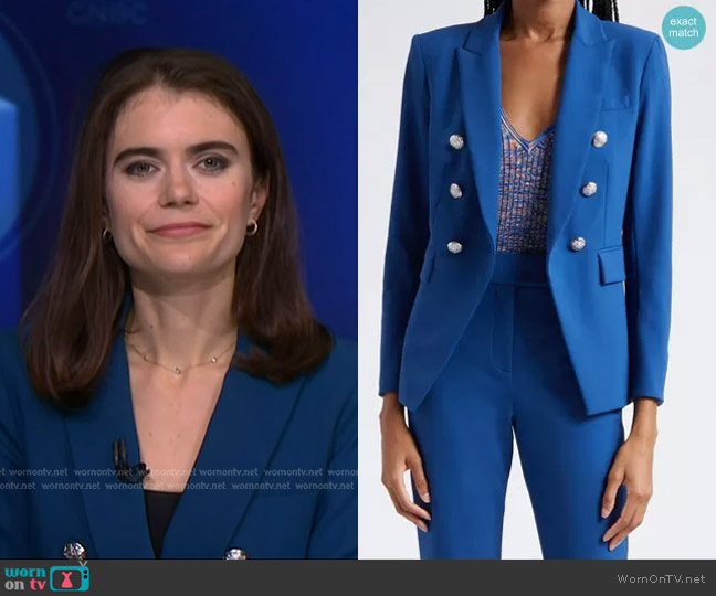 Veronica Beard Miller Jacket in Cerulean worn by Pippa Stevens on NBC News Daily