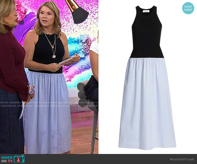 Naadam Mixed Media Midi Dress in Black Combo worn by Jenna Bush Hager on Today