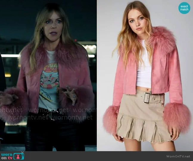 Nasty Gal Premium Suede And Shearling Jacket worn by Morgan Gillory (Kaitlin Olson) on High Potential