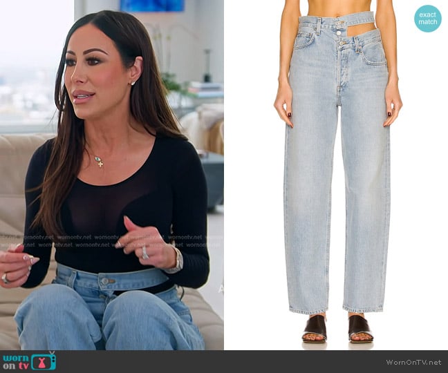 Agolde Broken Waistband in Sideline worn by Angie Katsanevas on The Real Housewives of Salt Lake City