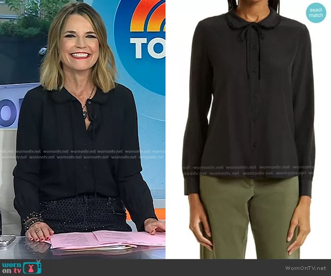 Nili Lotan Monet Tie Neck Silk Blouse worn by Savannah Guthrie on Today