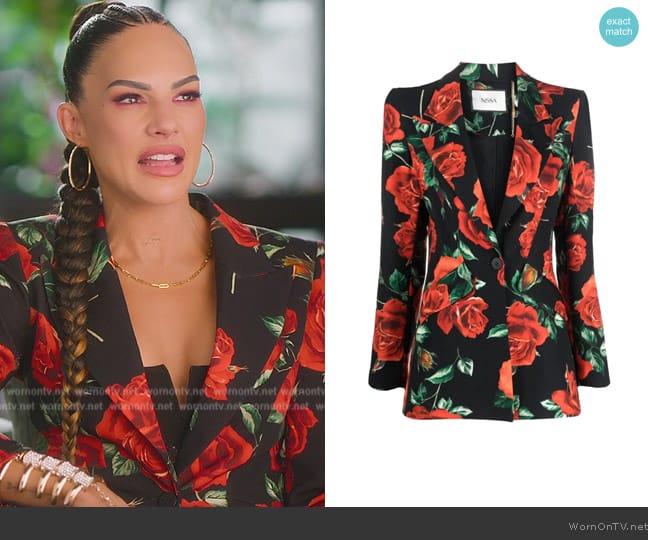 WornOnTV: Amanza’s black floral confessional blazer on Selling Sunset ...