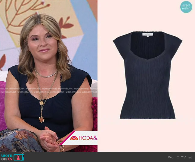 Pearl by Lela Rose Scallop Trim Knit Top worn by Jenna Bush Hager on Today