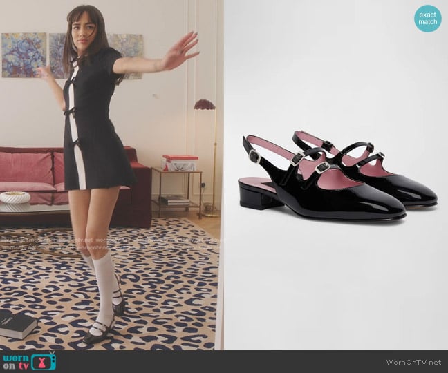 Carel Peche Mary Jane Slingback Ballerina Flats worn by Genevieve (Thalia Besson) on Emily in Paris