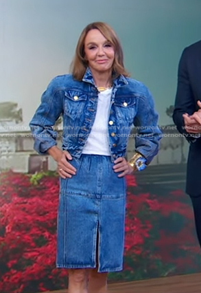 Philippine Leroy-Beaulieu's denim jacket and skirt on Good Morning America