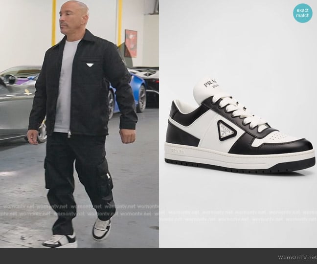 Prada Bicolor Leather Low-Top Court Sneakers worn by Brett Oppenheim on Selling Sunset