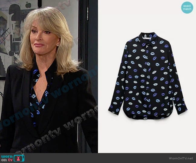 Zara Printed Slim Shirt worn by Hattie Adams (Deidre Hall) on Days of our Lives