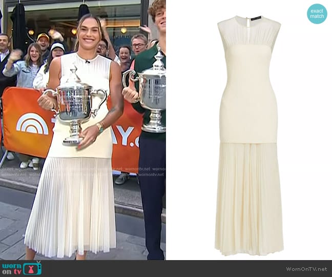 Proenza Schouler Mixed-Media Floor-Length Dress in Ecru worn by Aryna Sabalenka on Today