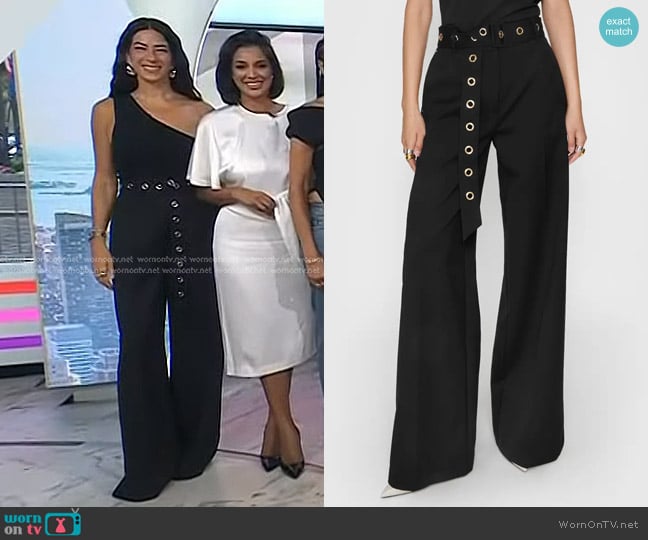 Rebecca Minkoff Wool Blend Wide Leg Pants worn by Rebecca Minkoff on Today