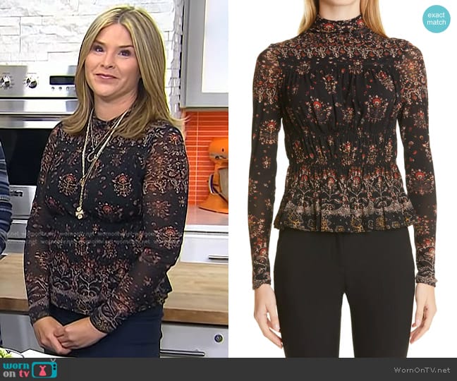 Rebecca Taylor Mesh Shell Long Sleeve Top worn by Jenna Bush Hager on Today