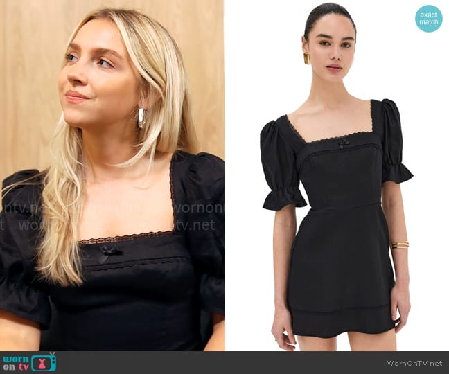 Reformation Evianna Linen Dress in Black worn by Savannah Gowarty on Owning Manhattan