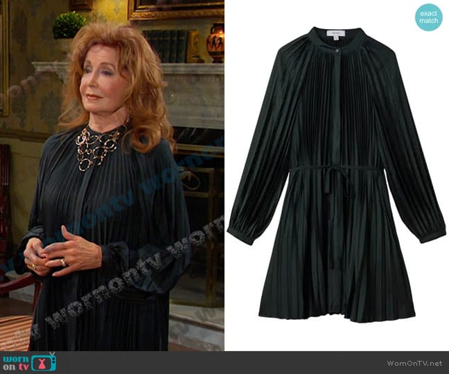 Reiss Trina Pleated Minidress in Green worn by Maggie Horton (Suzanne Rogers) on Days of our Lives