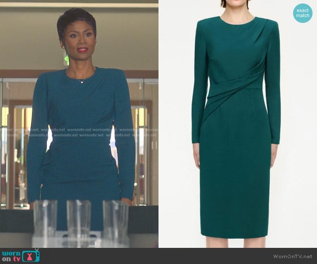 Roland Mouret Wool & Silk Long Sleeve Dress worn by Jax Stewart (Emayatzy Corinealdi) on Reasonable Doubt