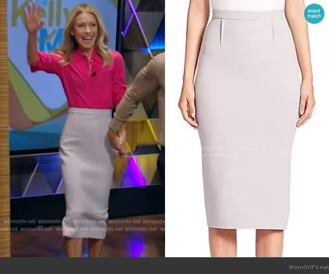 Roland Mouret Arreton Pencil Skirt worn by Kelly Ripa on Live with Kelly and Mark