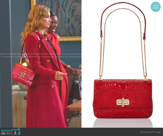 Brahmin Rosalie Bag in Carnation Melbourne worn by Nicole Young on Selling Sunset