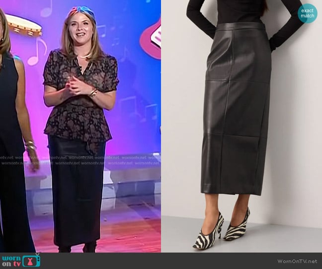 Rosetta Getty Collective Faux Leather Column Skirt worn by Jenna Bush Hager on Today