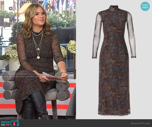 Rosetta Getty Collective Printed Mesh Dress worn by Jenna Bush Hager on Today