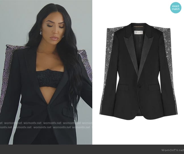 Saint Laurent Crystal Embellished Blazer worn by Bre Tiesi on Selling Sunset