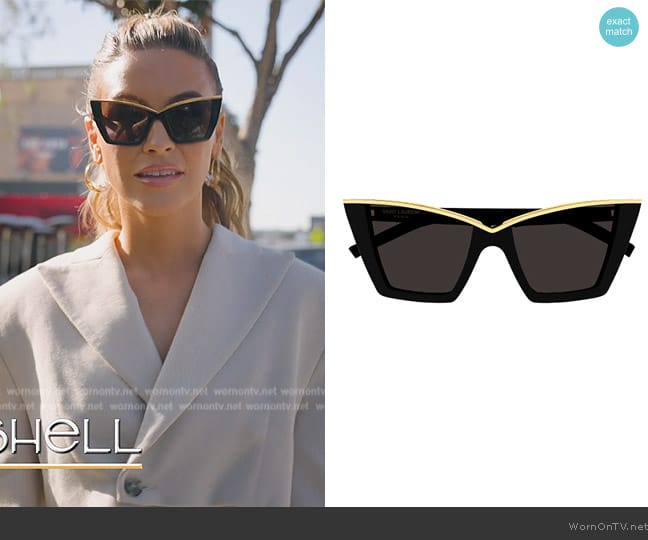 Saint Laurent Round Frame Sunglasses  worn by Chrishell Stause on Selling Sunset