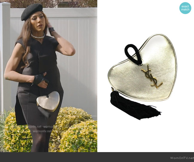 Saint Laurent Gold Leather Sac Coeur Bag worn by Amanza Smith on Selling Sunset