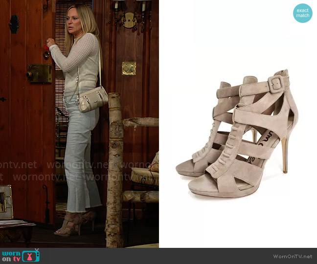 Sam Edelman Emlyn Sandal in Putty worn by Sharon Newman (Sharon Case) on The Young and the Restless