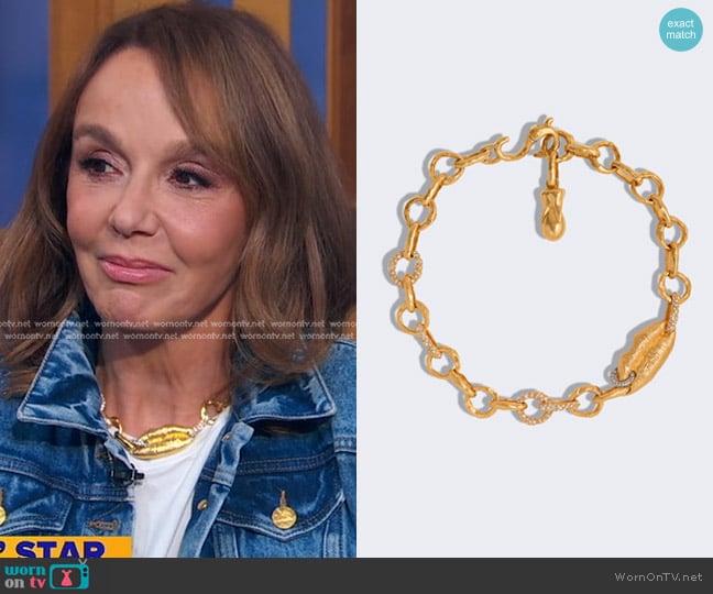 Schiaparelli Mouth Links Necklace worn by Philippine Leroy-Beaulieu on Good Morning America