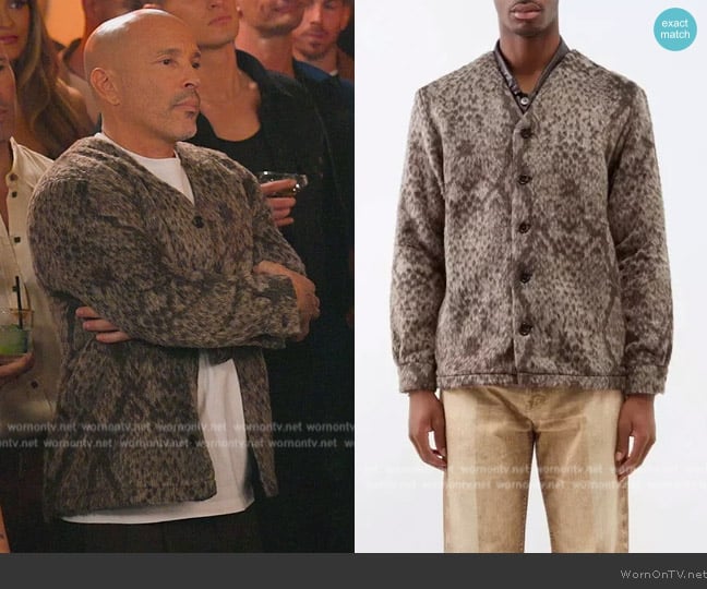 Sefr Knit V Neck Snake Print Cardigan worn by Jason Oppenheim on Selling Sunset