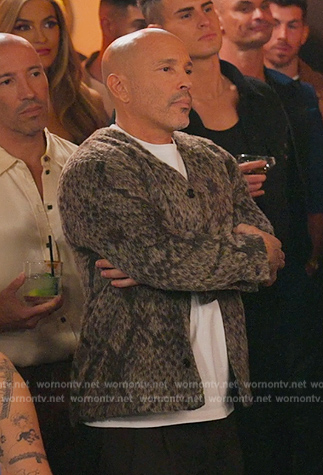 Jason's knit snake print cardigan on Selling Sunset