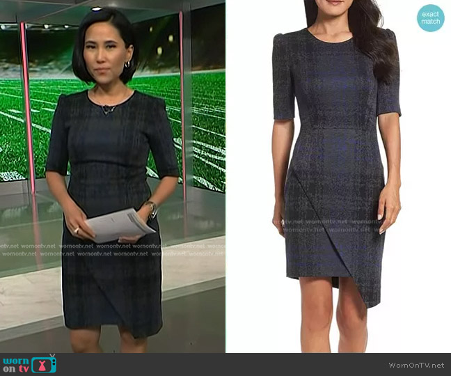 Betsey Johnson Short Sleeve Plaid Dress worn by Vicky Nguyen on NBC News Daily