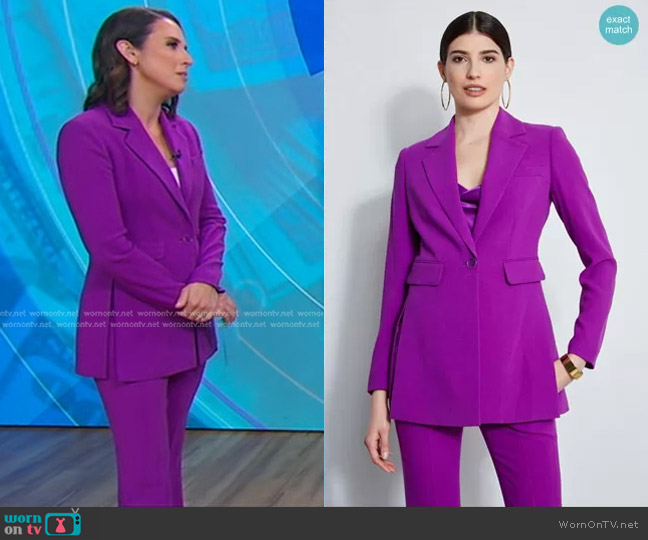 Elie Tahari Side Slit Blazer in Wild Berry worn by Elizabeth Schulze on Good Morning America