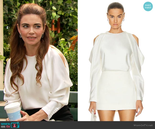 Simkhai Marisa Cold Shoulder Top worn by Victoria Newman (Amelia Heinle) on The Young and the Restless