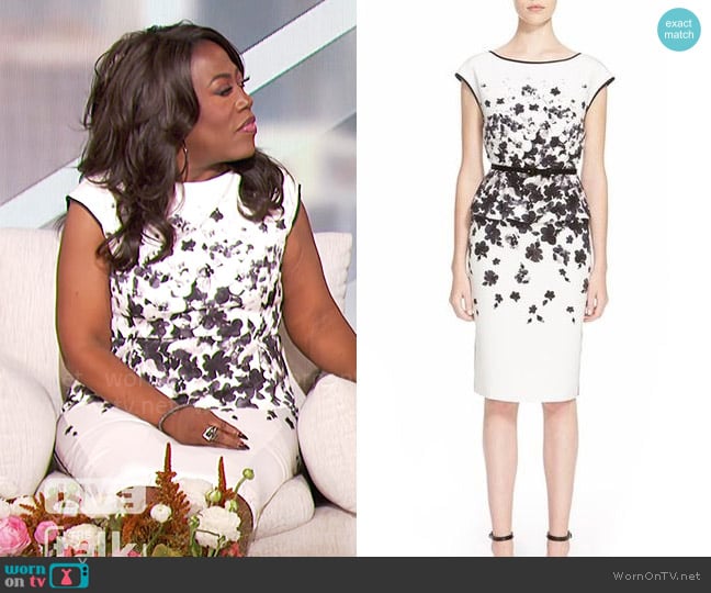 St John Collection Floral Print Crepe de Chine Dress worn by Sheryl Underwood on The Talk