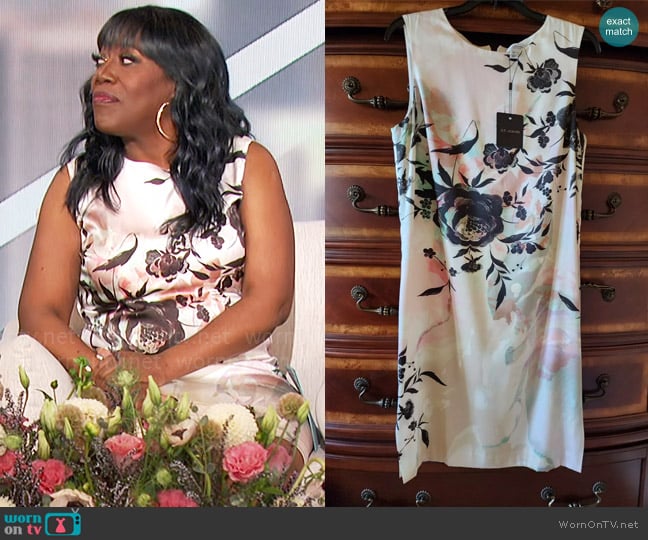 St John Collection Floral Silk Shift Dress worn by Sheryl Underwood on The Talk