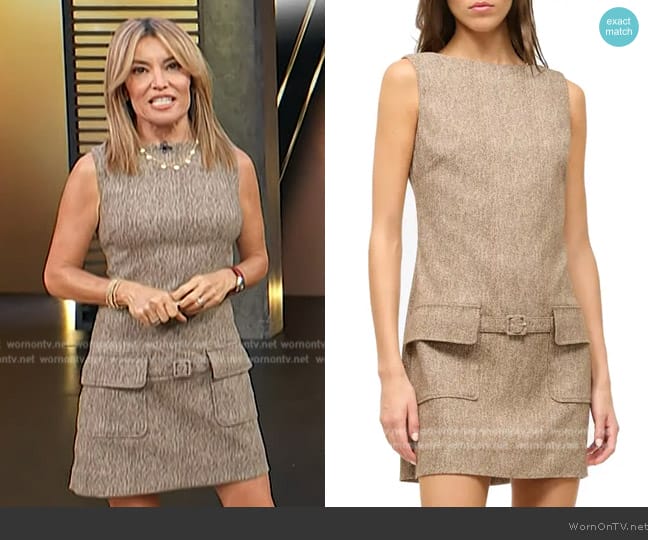 Staud Sheila Herringbone Sleeveless Minidress worn by Kit Hoover on Access Hollywood