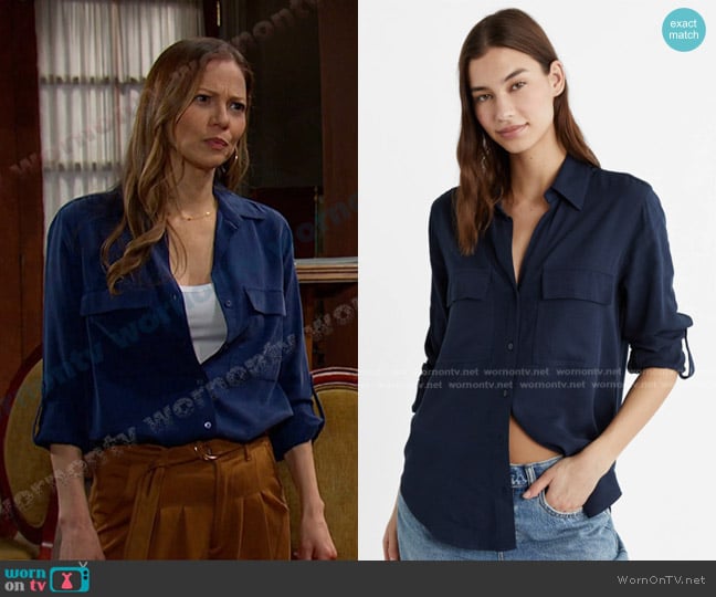 Stradivarius Flowing Shirt with Pockets worn by Ava Vitali (Tamara Braun ) on Days of our Lives