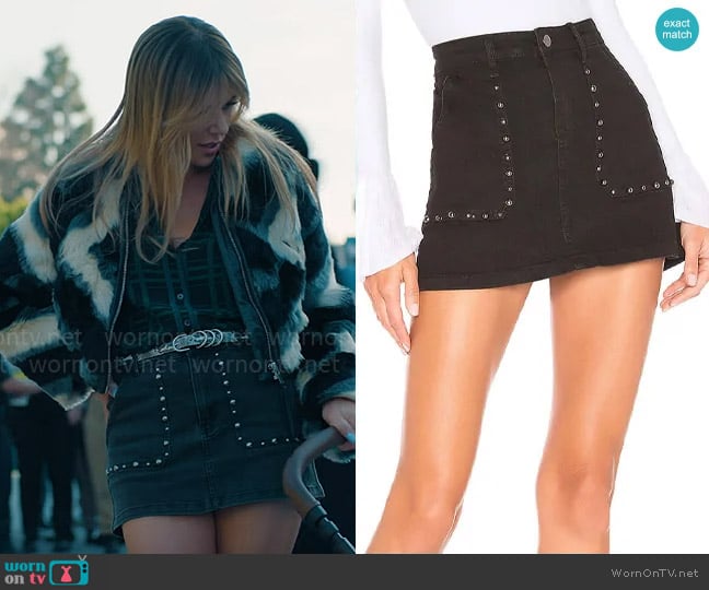 Superdown Mona Studded Mini Skirt worn by Morgan Gillory (Kaitlin Olson) on High Potential