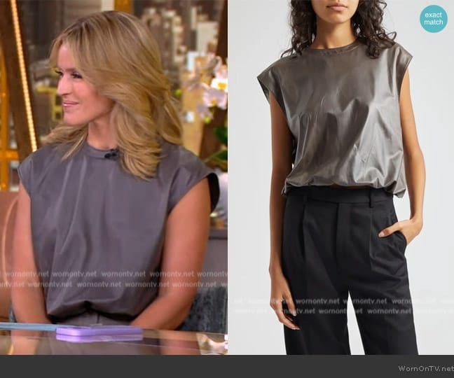 TWP Lamb Leather Muscle T-Shirt worn by Sara Haines on The View