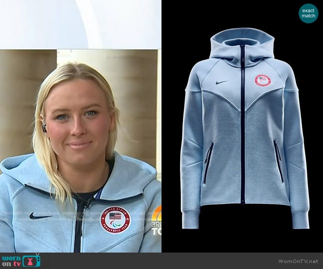 Nike Team USA Tech Fleece Windrunner Full Zip Hoodie worn by Jessica Long on Today