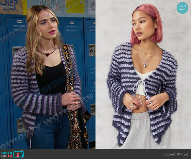 Kimchi Blue Willow Eyelash Cardigan worn by Holly Jonas (Ashley Puzemis) on Days of our Lives