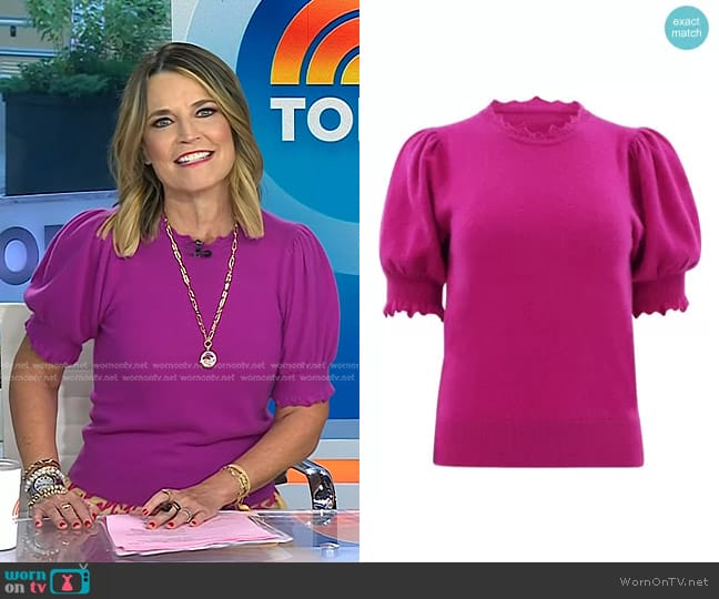 Ulla Johnson Lotta Top in Thistle worn by Savannah Guthrie on Today