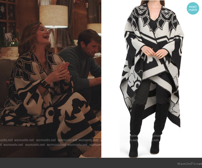 Ungaro Wool Jaymie Jacquard Wool Cape Coat worn by Louise (Camille Japy) on Emily in Paris