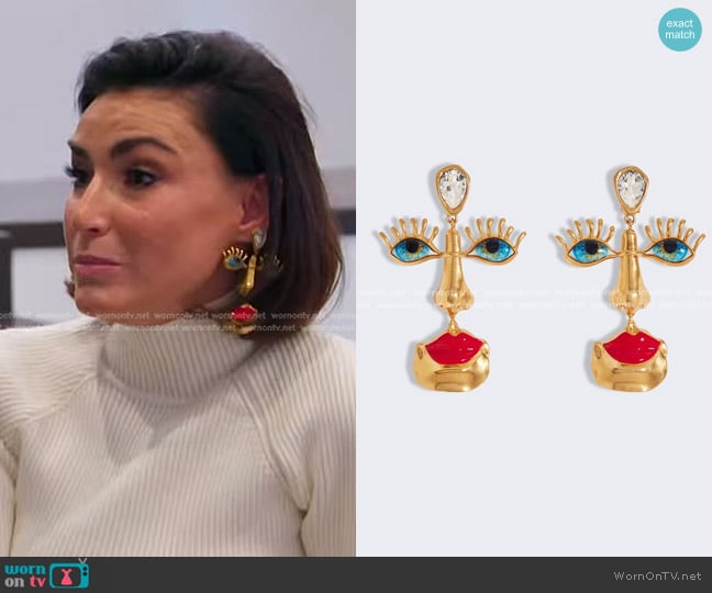 Schiaparelli Visage Earrings worn by Bronwyn Newport on The Real Housewives of Salt Lake City