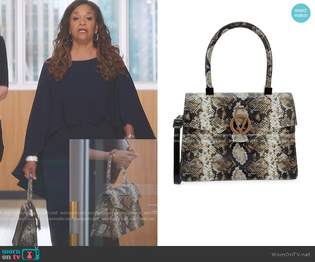 Valentino by Mario Valentino Melanie Python-Embossed Leather Satchel worn by Catherine Avery (Debbie Allen) on Greys Anatomy