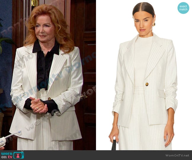 Veronica Beard Battista Dickey Jacket in Ecru Multi worn by Maggie Horton (Suzanne Rogers) on Days of our Lives