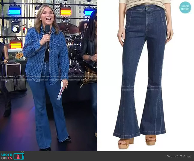 Veronica Beard Sheridan Seamed High-Rise Bell-Bottom Jeans worn by Jenna Bush Hager on Today