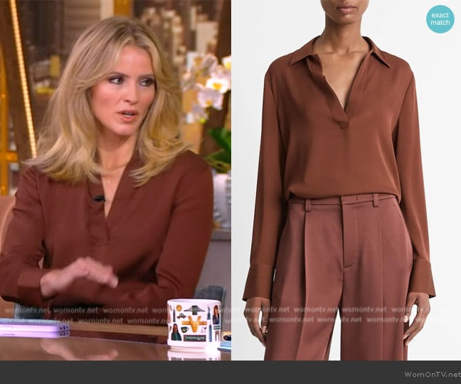 Vince Silk Blend Polo Shirt worn by Sara Haines on The View