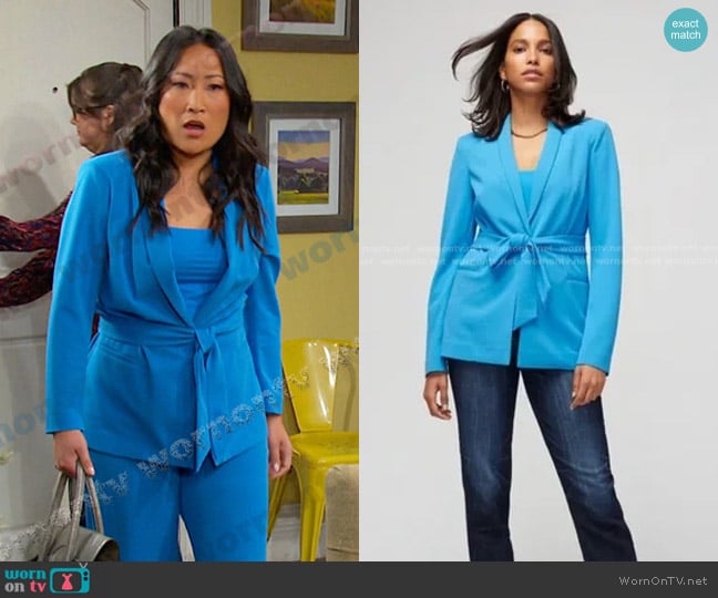 White House Black Market Slip-on Blazer in Isla worn by Melinda Trask (Tina Huang) on Days of our Lives