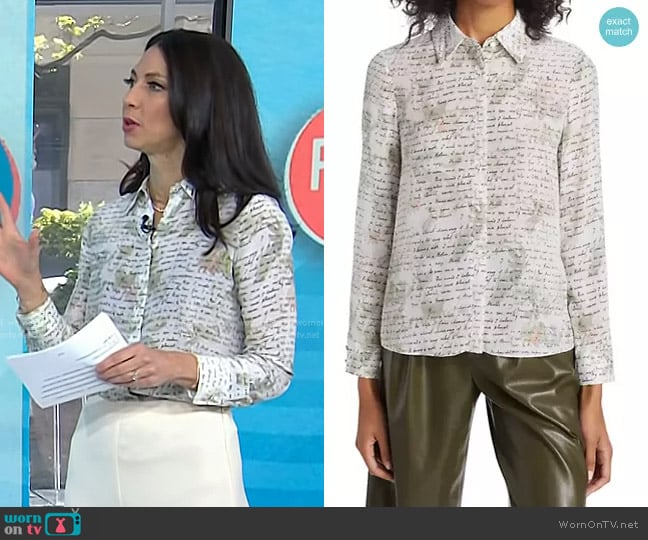 Alice + Olivia Willa Floral Silk Blouse in Love Letter Multi worn by Dr. Natalie Azar on Today