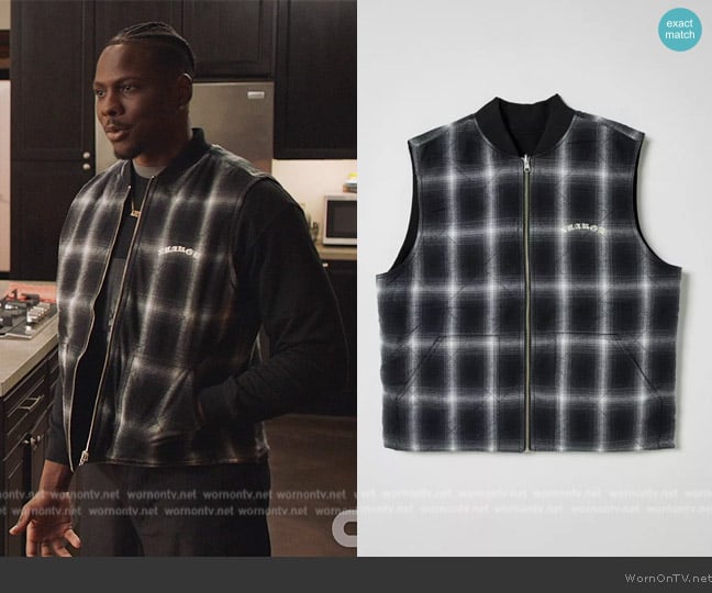 XLarge at Urban Outfitters Ombre Plaid Reversible Vest worn by Cam Watkin (Mitchell Edwards) on All American Homecoming